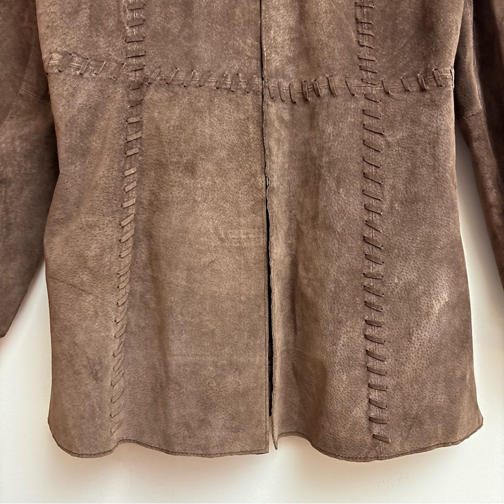 Vintage Fitted Leather Suede Sonoma Jacket Womens XL With Stitching Detail Brown - Picture 3 of 15